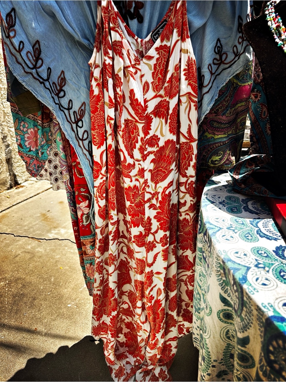 Coral Red India Print Flowy Jumpsuit